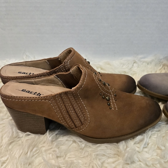 Earth Women's Size7.5 Taupe& Brown Mules Nubuck Western Detailed - Picture 11 of 14